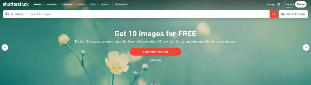 Снимка на главната страница на Shutterstock